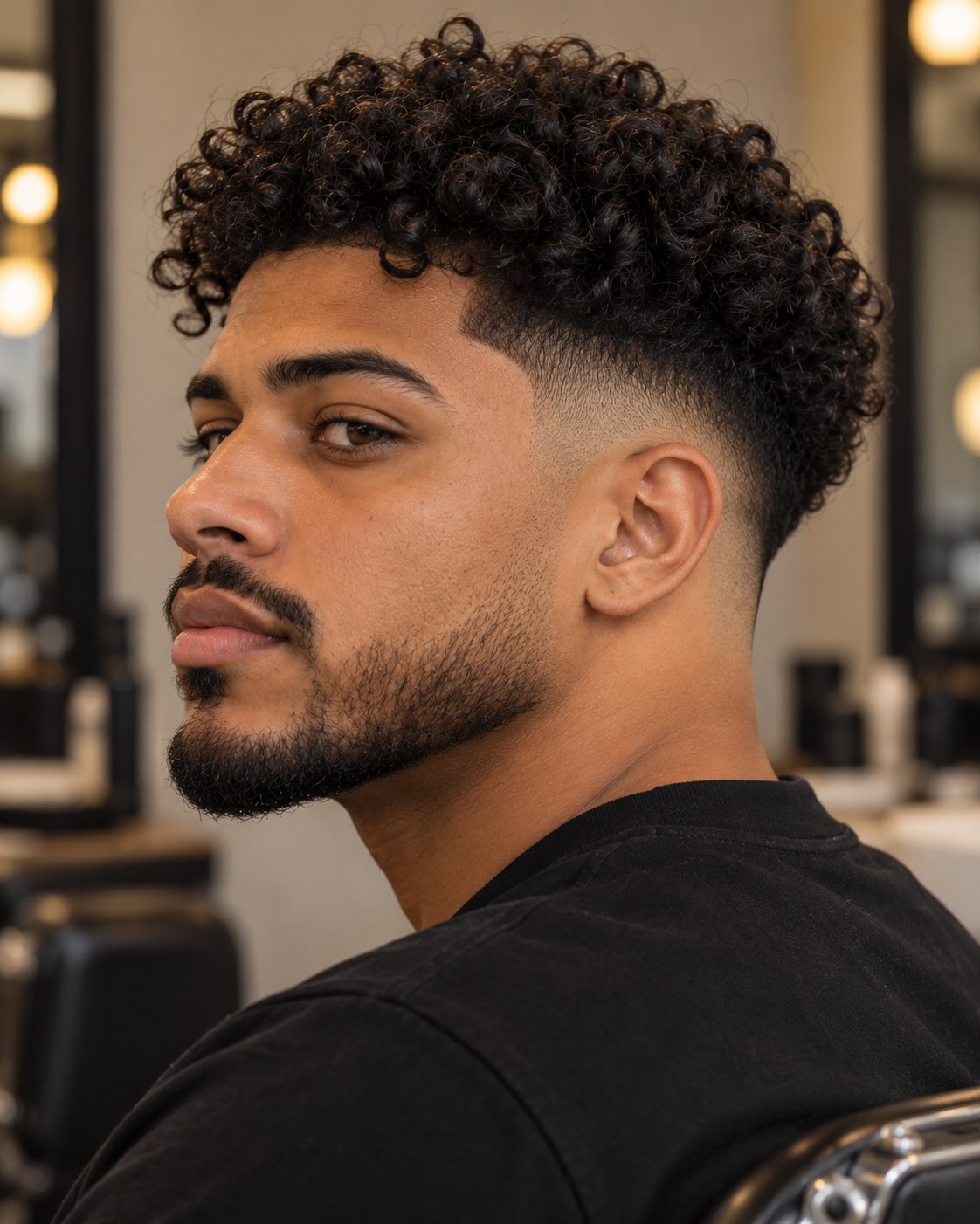 Três estilos de taper fade para cabelos cacheados