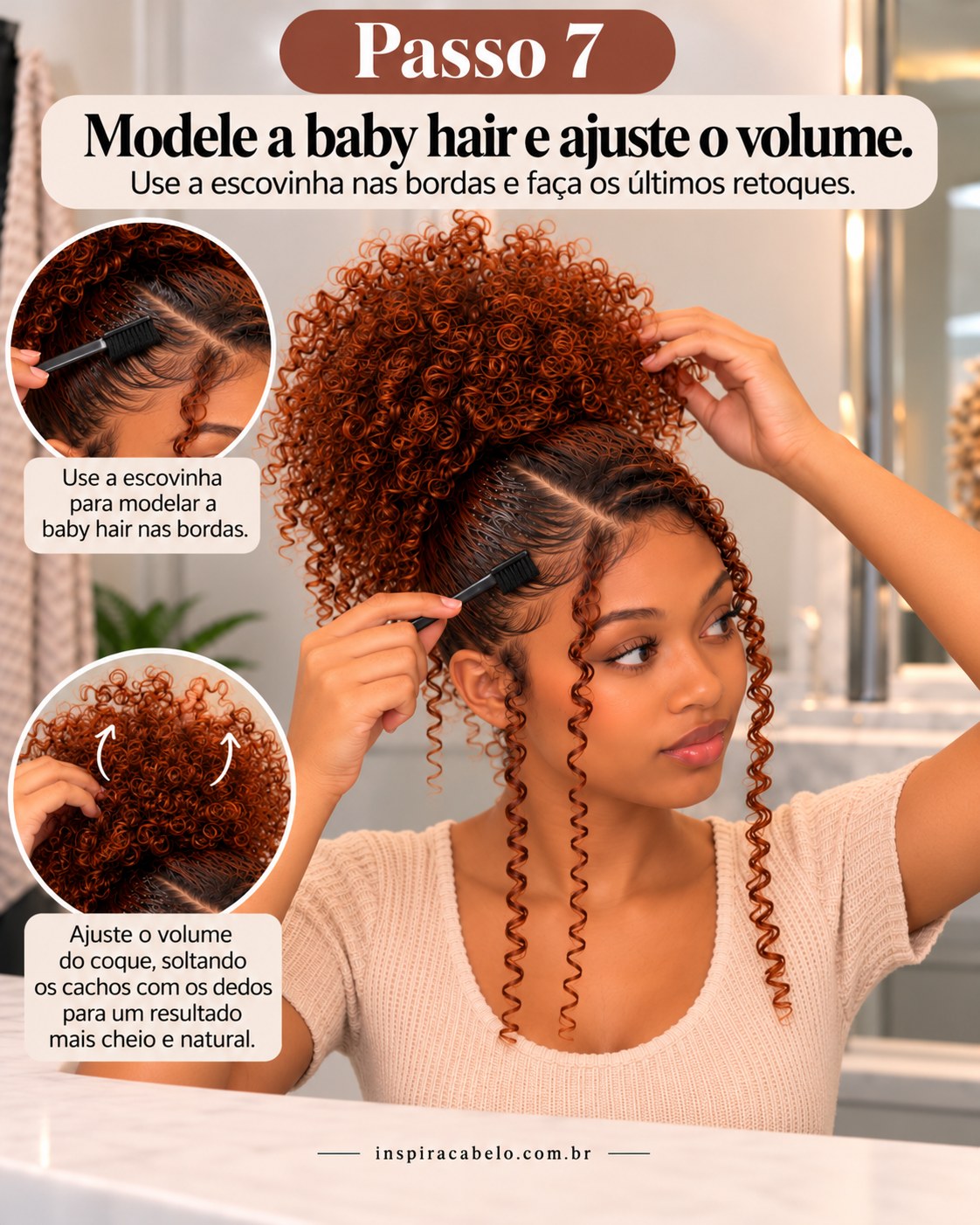 Finalização do baby hair e ajuste do volume em penteado para cabelo crespo e cacheado fácil.