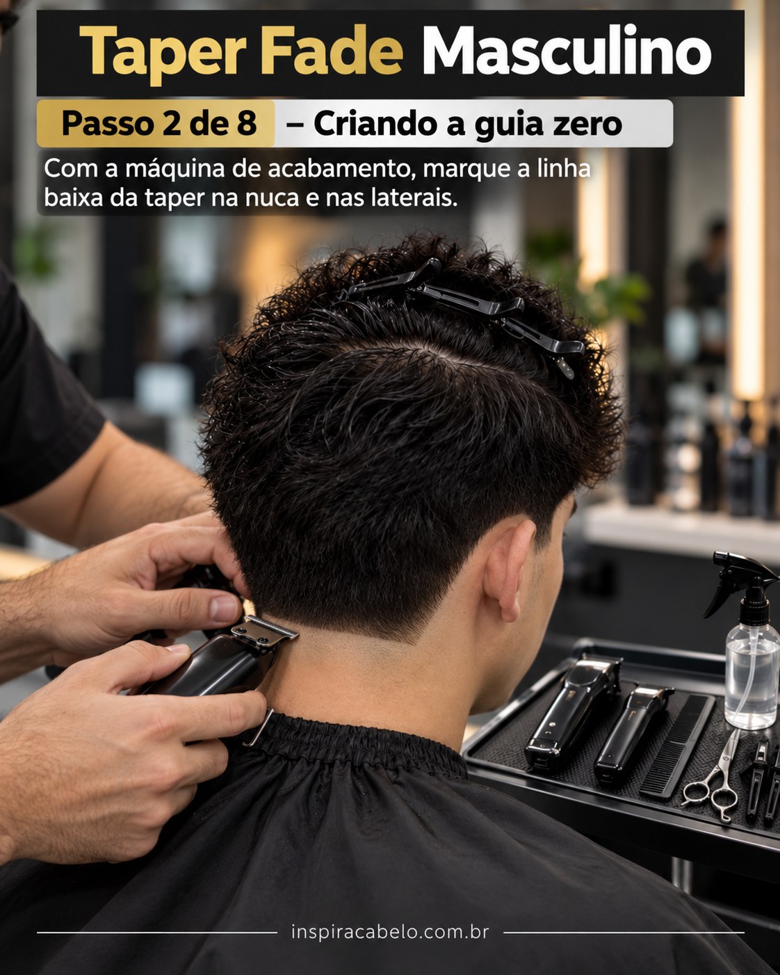Preparação do cabelo para taper fade masculino com atenção ao crescimento natural dos fios